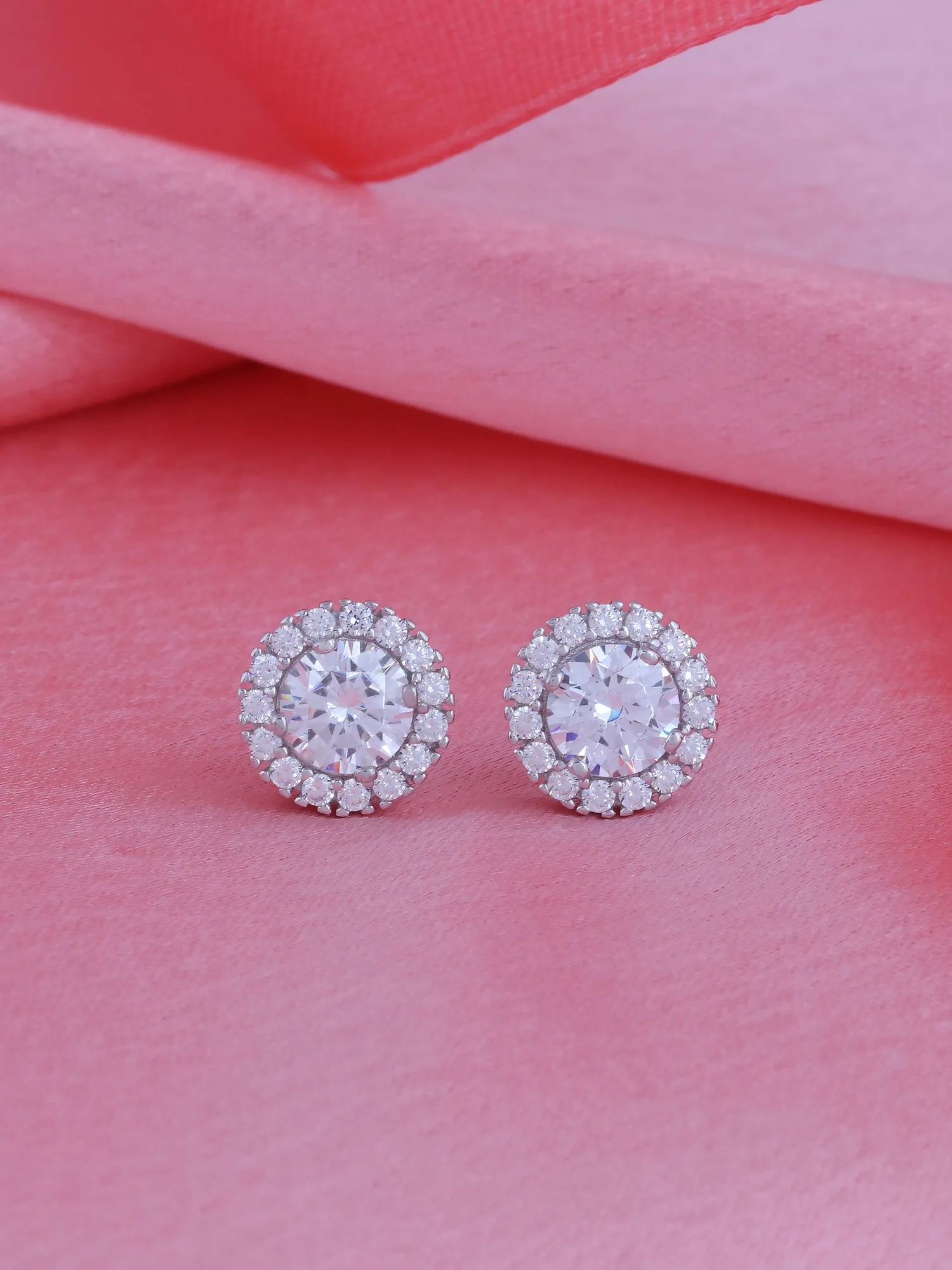 925 Silver American Diamond Stud Earrings