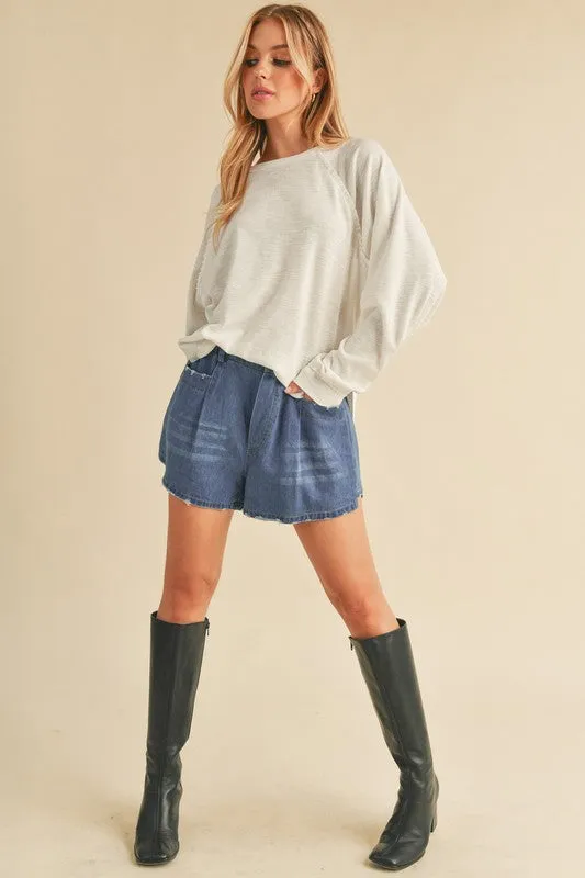 Aemi   Co Niccola Relaxed Fit Denim Shorts