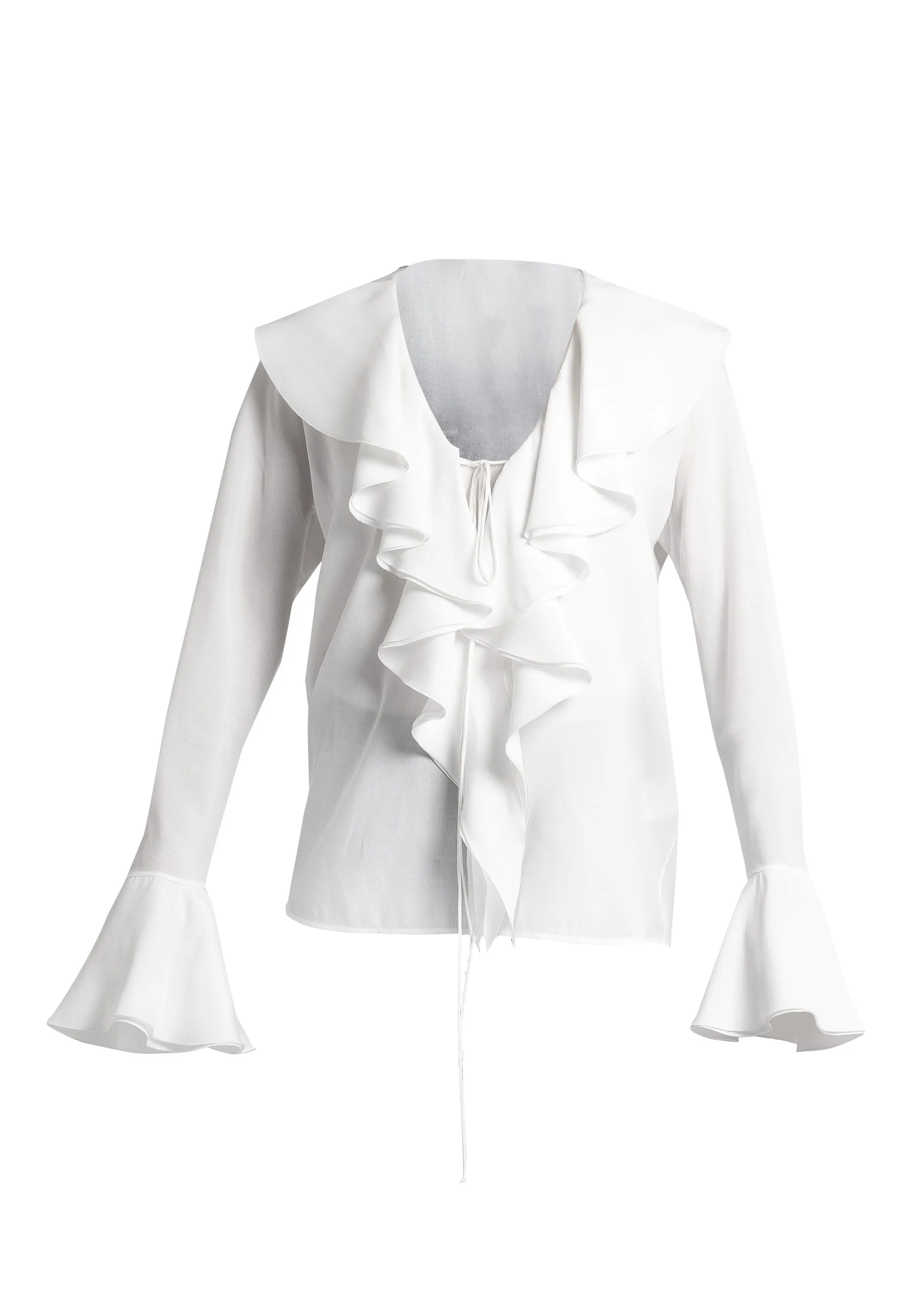 Allegra: White Ruffle Blouse | Long Sleeve Ruffle Tops