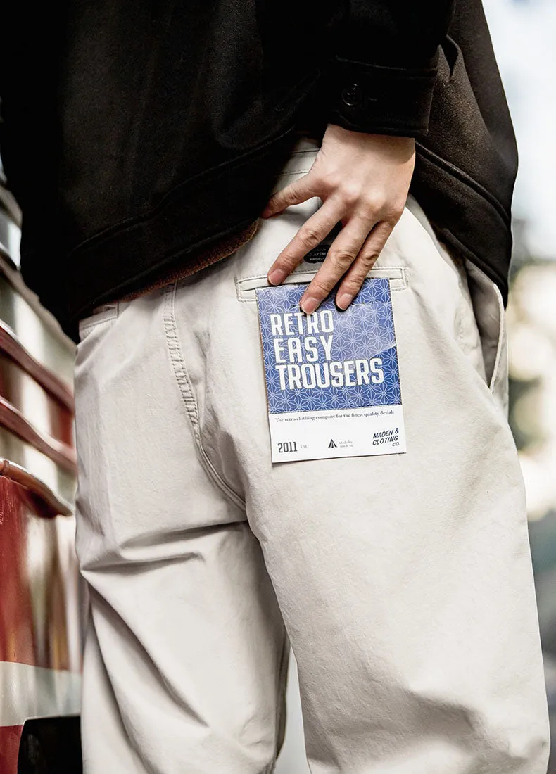 American Casual Cotton Double Pleated Loose Men's Trousers