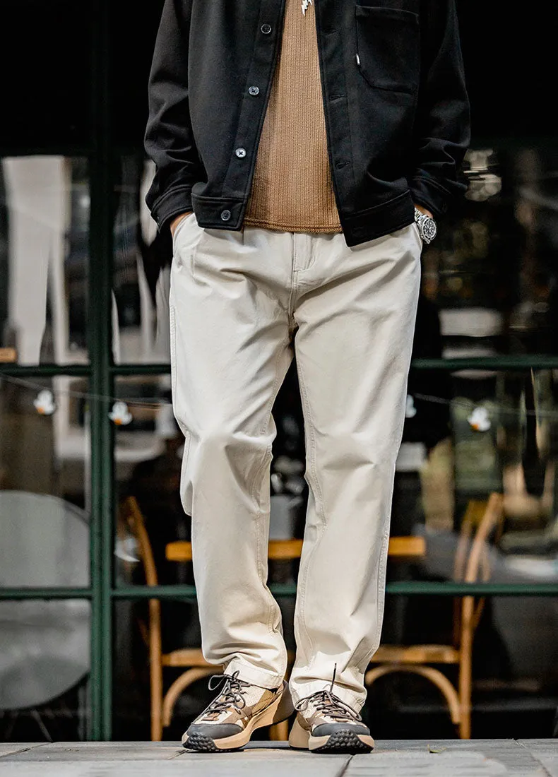 American Casual Cotton Double Pleated Loose Men's Trousers