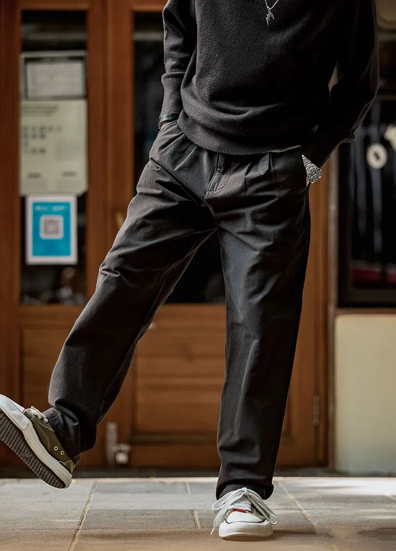 American Casual Cotton Double Pleated Loose Men's Trousers