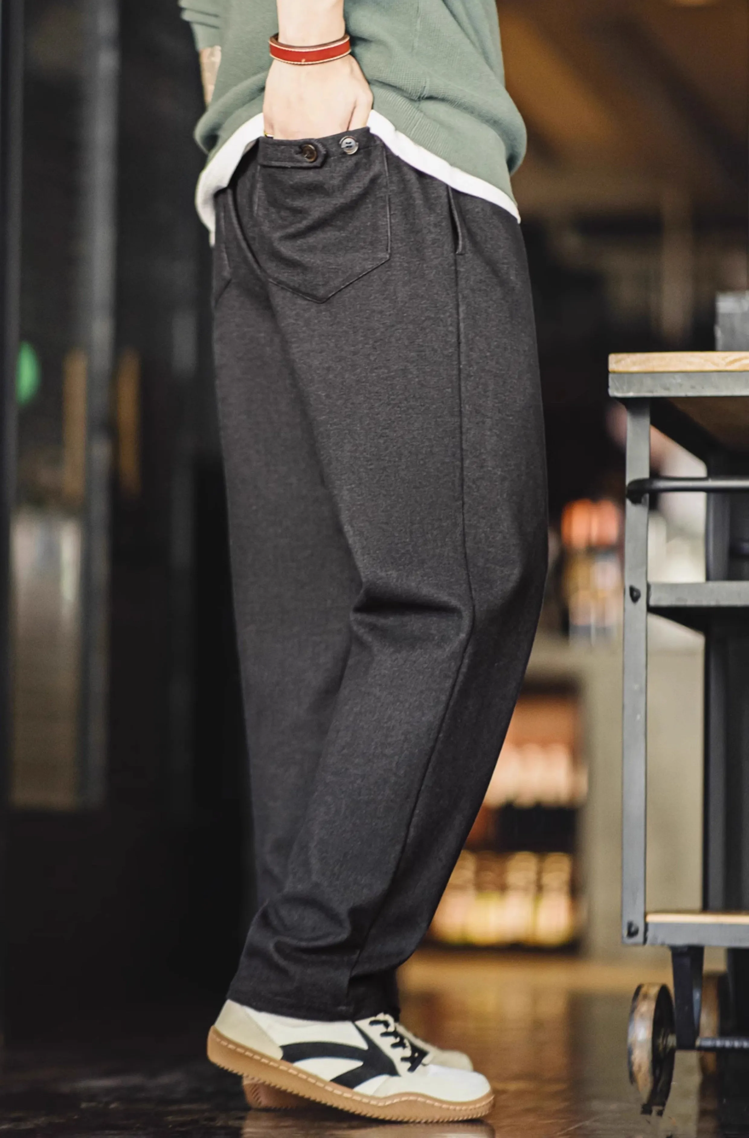 American Retro Heavyweight Workwear Wool Men's Trousers