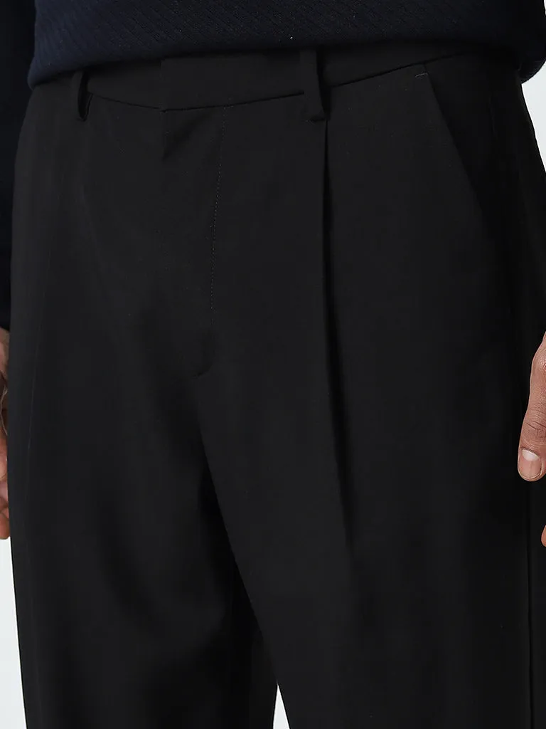 Ascot Black Relaxed-Fit Mid-Rise Cotton Blend Chinos