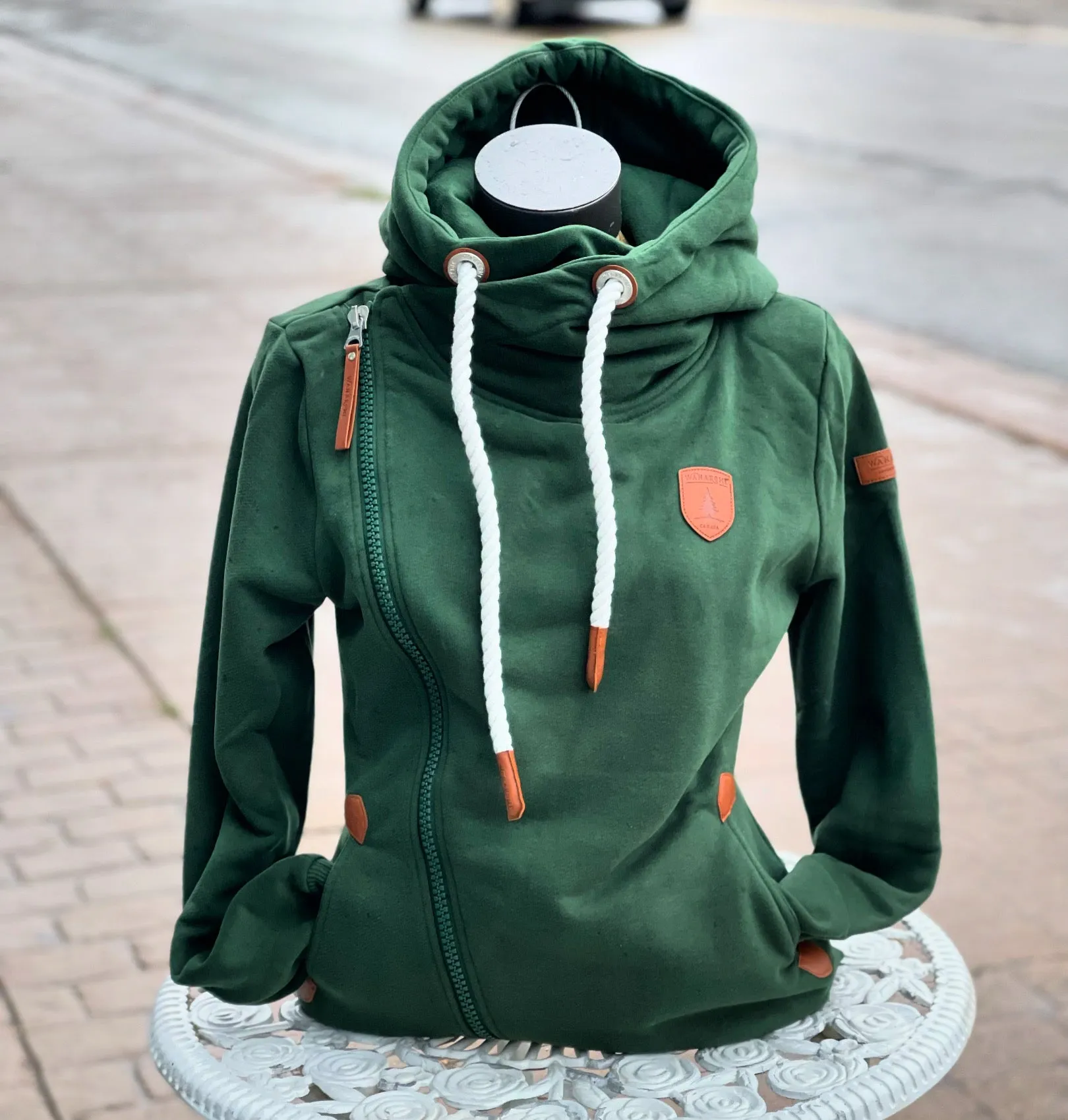 Athena Forest Green Side Zip Hoodie