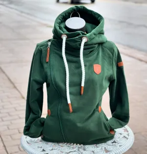 Athena Forest Green Side Zip Hoodie