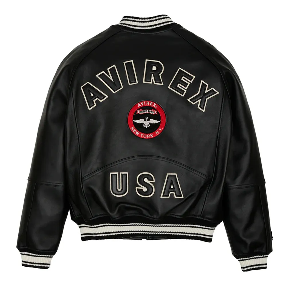 Avirex Black Varsity Bomber Jacket