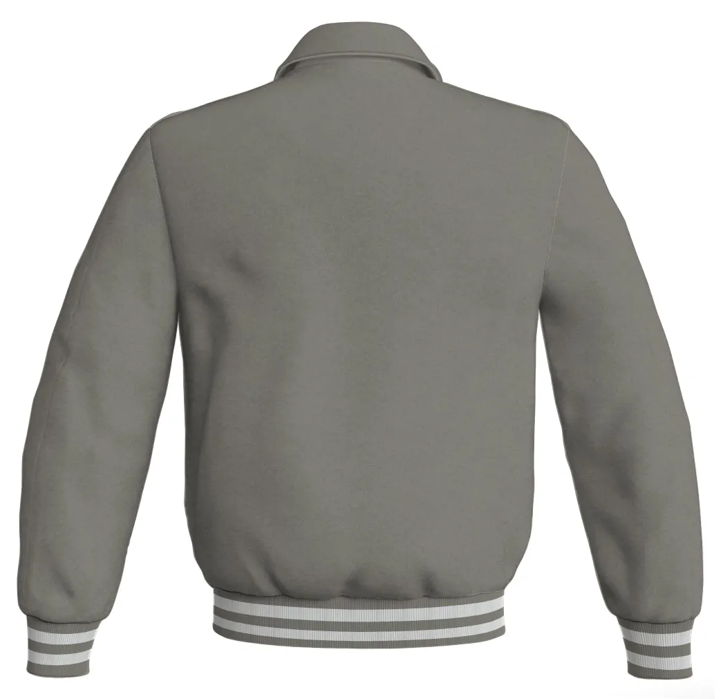 Baseball Letterman Bomber Classic Satin Jacket Sports Wear Gray