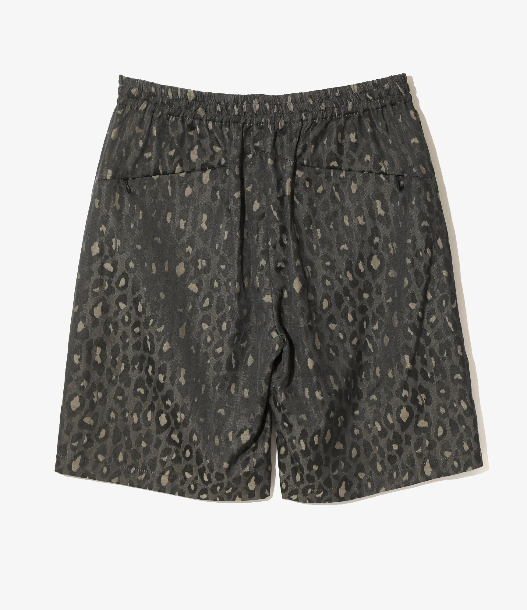Basketball Short – Black Leopard Print Jacquard Cloth