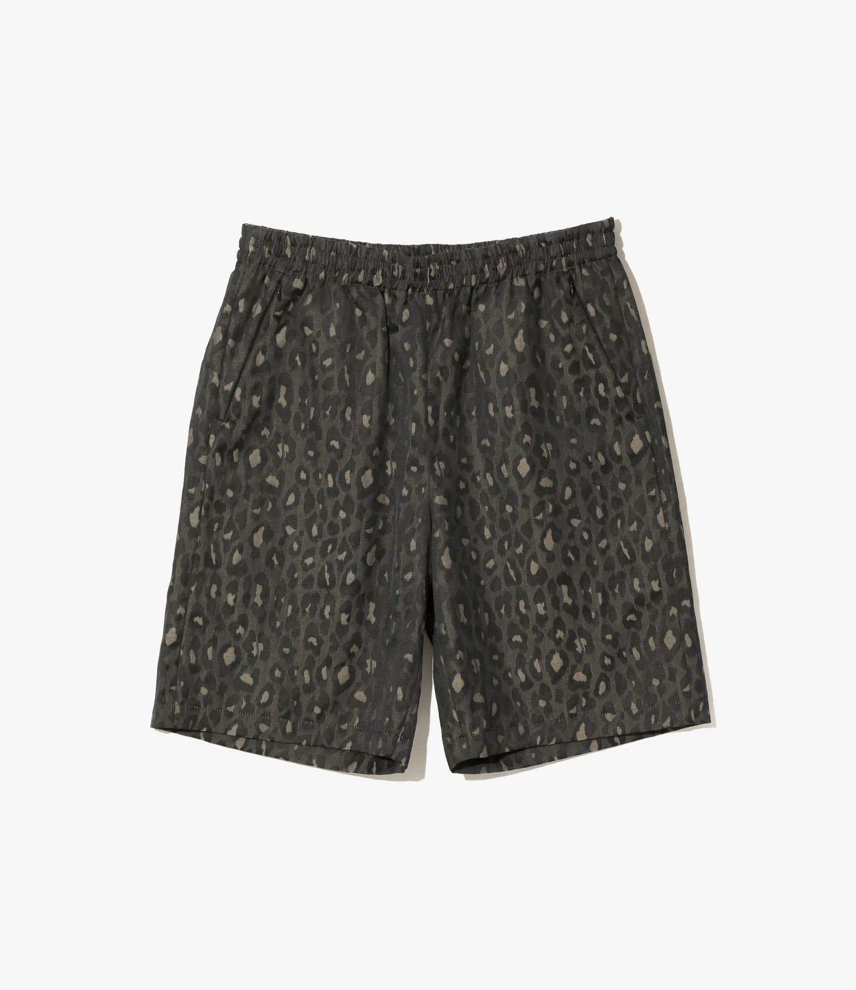 Basketball Short – Black Leopard Print Jacquard Cloth