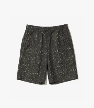Basketball Short – Black Leopard Print Jacquard Cloth
