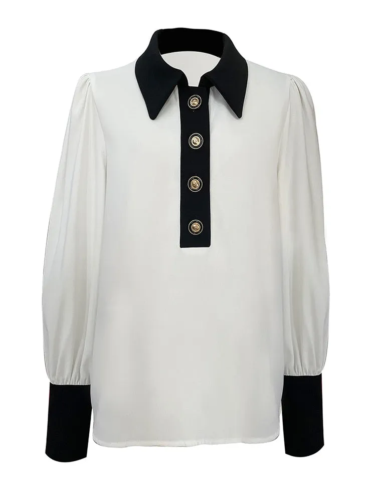 Black and White Slim Blouse
