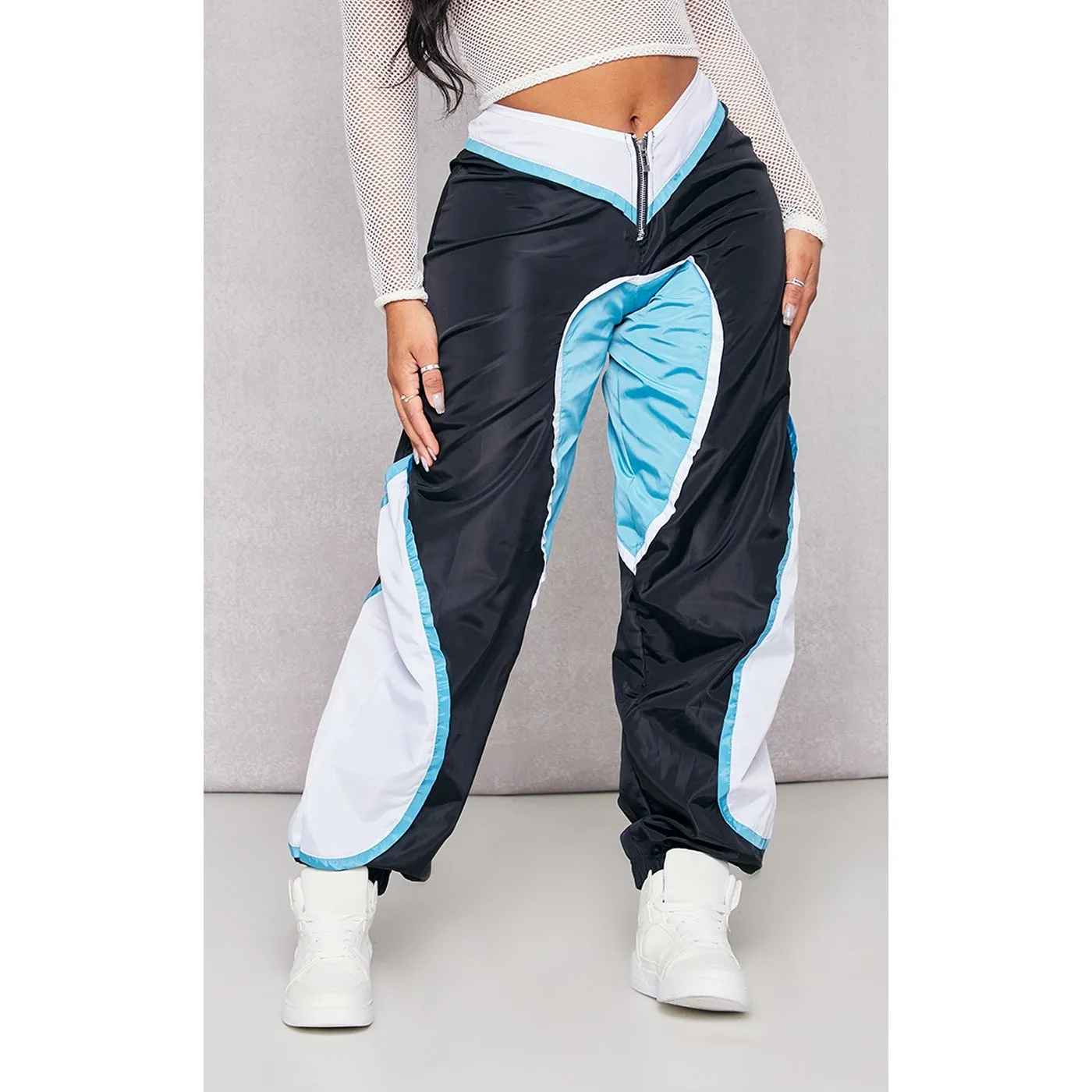 Black Contrast Panel V Front Joggers