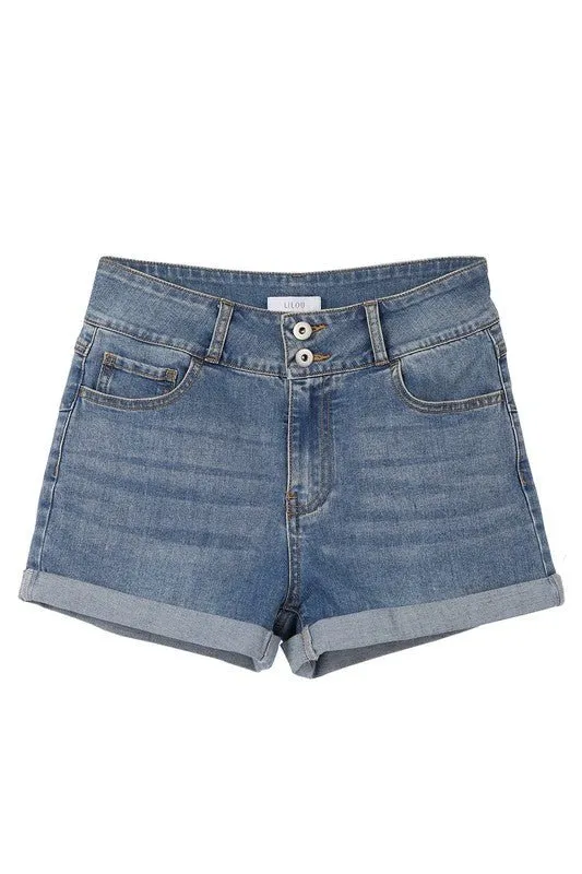 Blue High Rise Jean Shorts