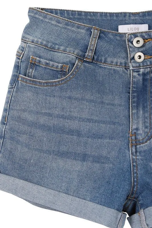 Blue High Rise Jean Shorts