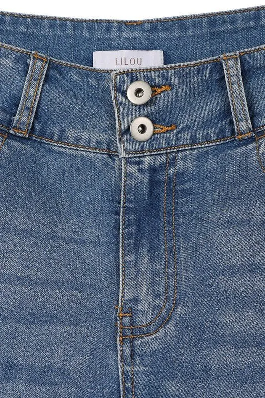 Blue High Rise Jean Shorts
