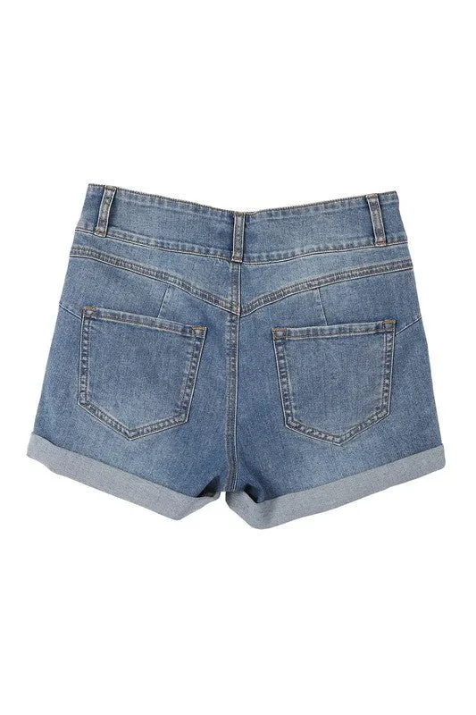 Blue High Rise Jean Shorts