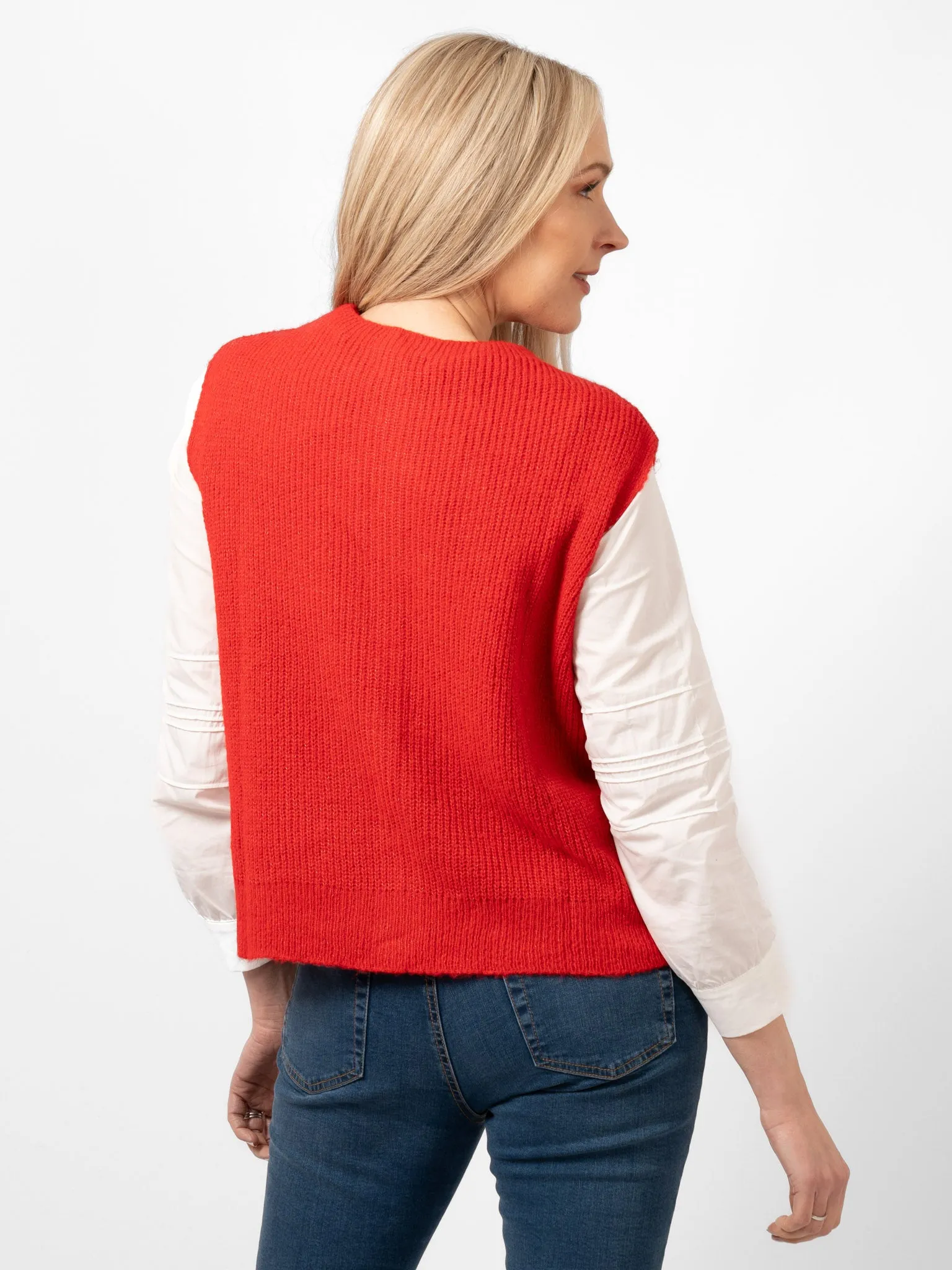 Boston Wool Blend Button Tank Top - Red