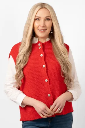 Boston Wool Blend Button Tank Top - Red