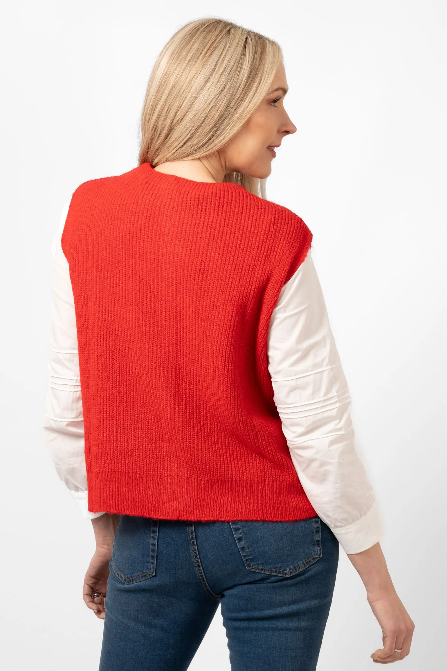 Boston Wool Blend Button Tank Top - Red