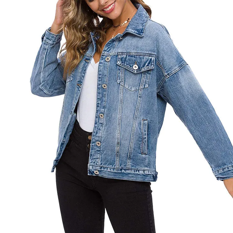 Cali Chic Women's Denim Jacket Celebrity Lt Blue Classic Side Pockets Authentic Denim Jacket