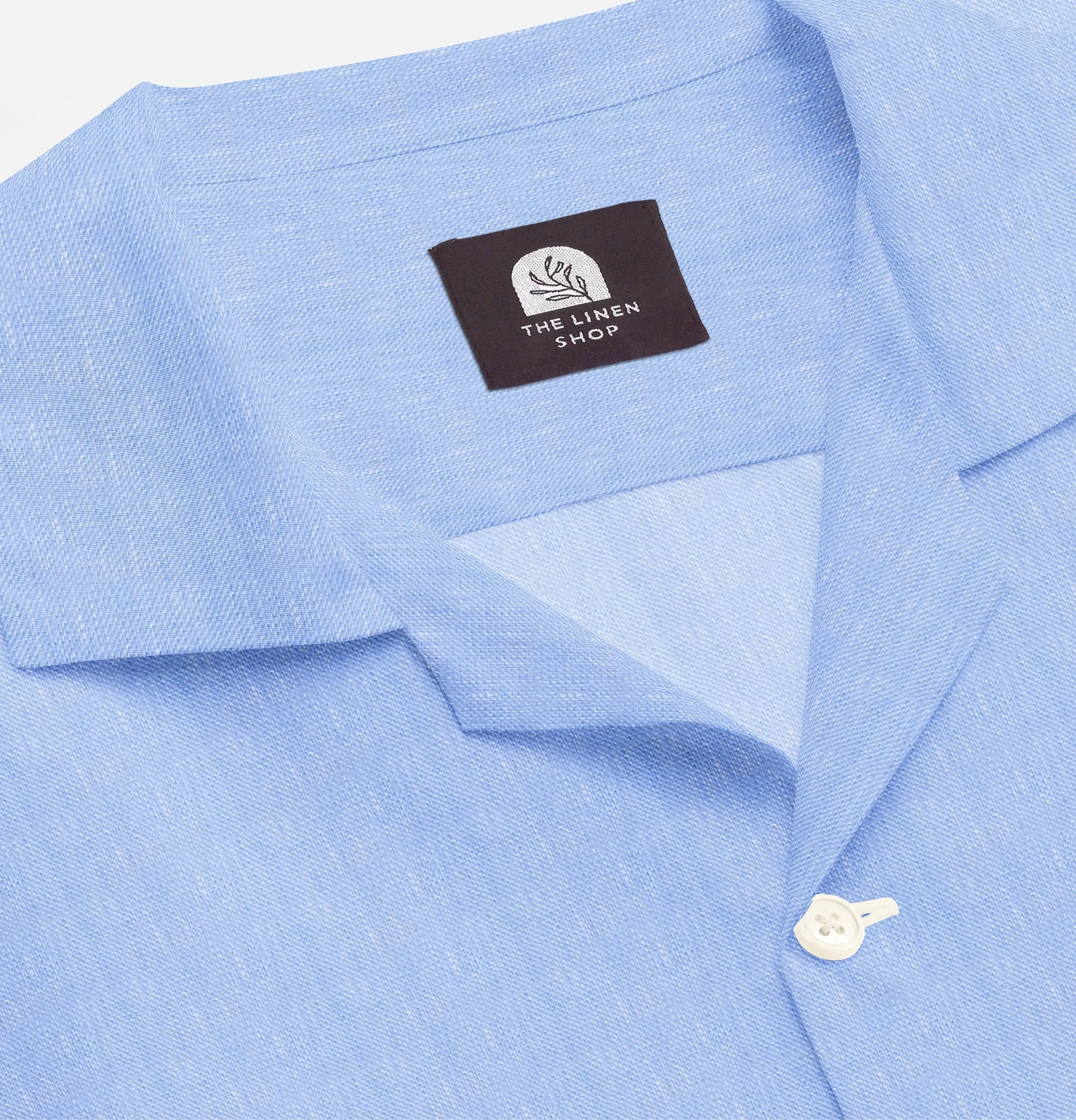 Camp Collar Linen Shirt in Sky Blue