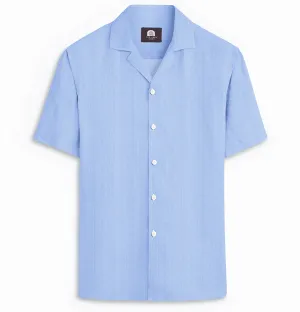 Camp Collar Linen Shirt in Sky Blue