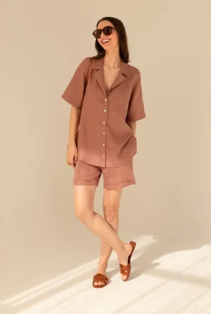 Cassis Linen Set Light Chocolate