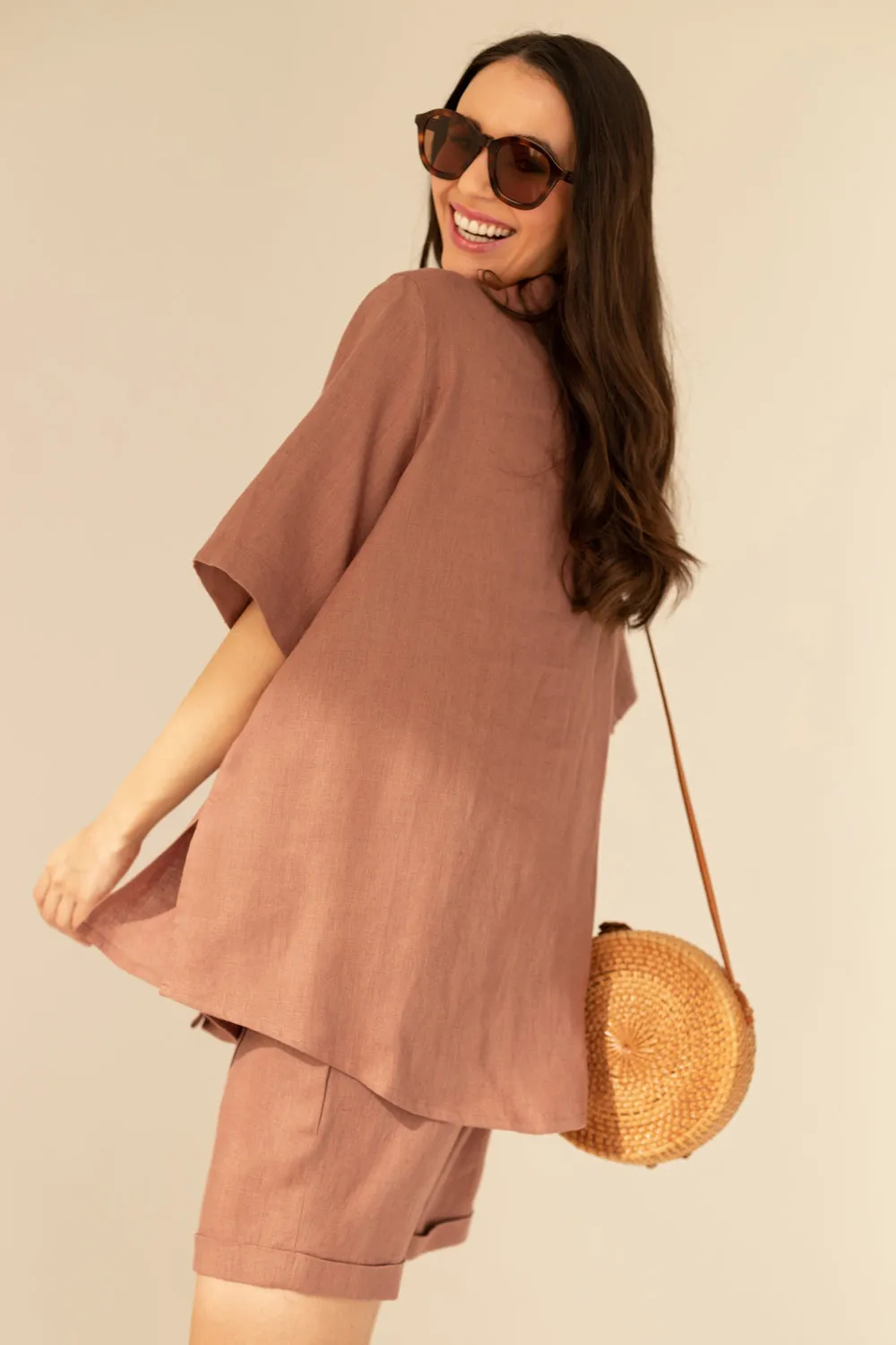 Cassis Linen Set Light Chocolate