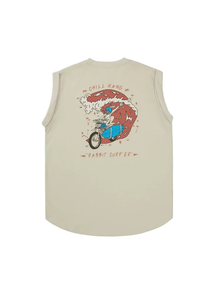 CHILLHANG Motorcycle Rabbit Print Tank Top - Unisex