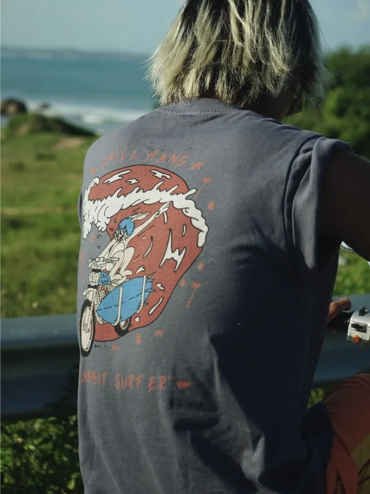 CHILLHANG Motorcycle Rabbit Print Tank Top - Unisex