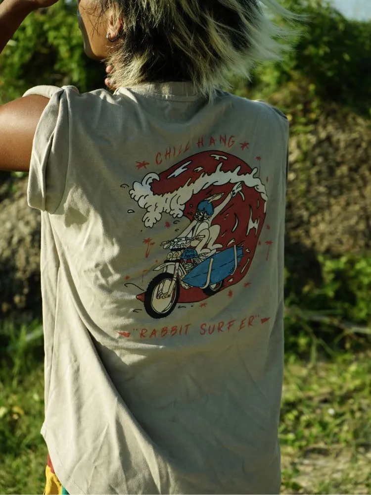 CHILLHANG Motorcycle Rabbit Print Tank Top - Unisex