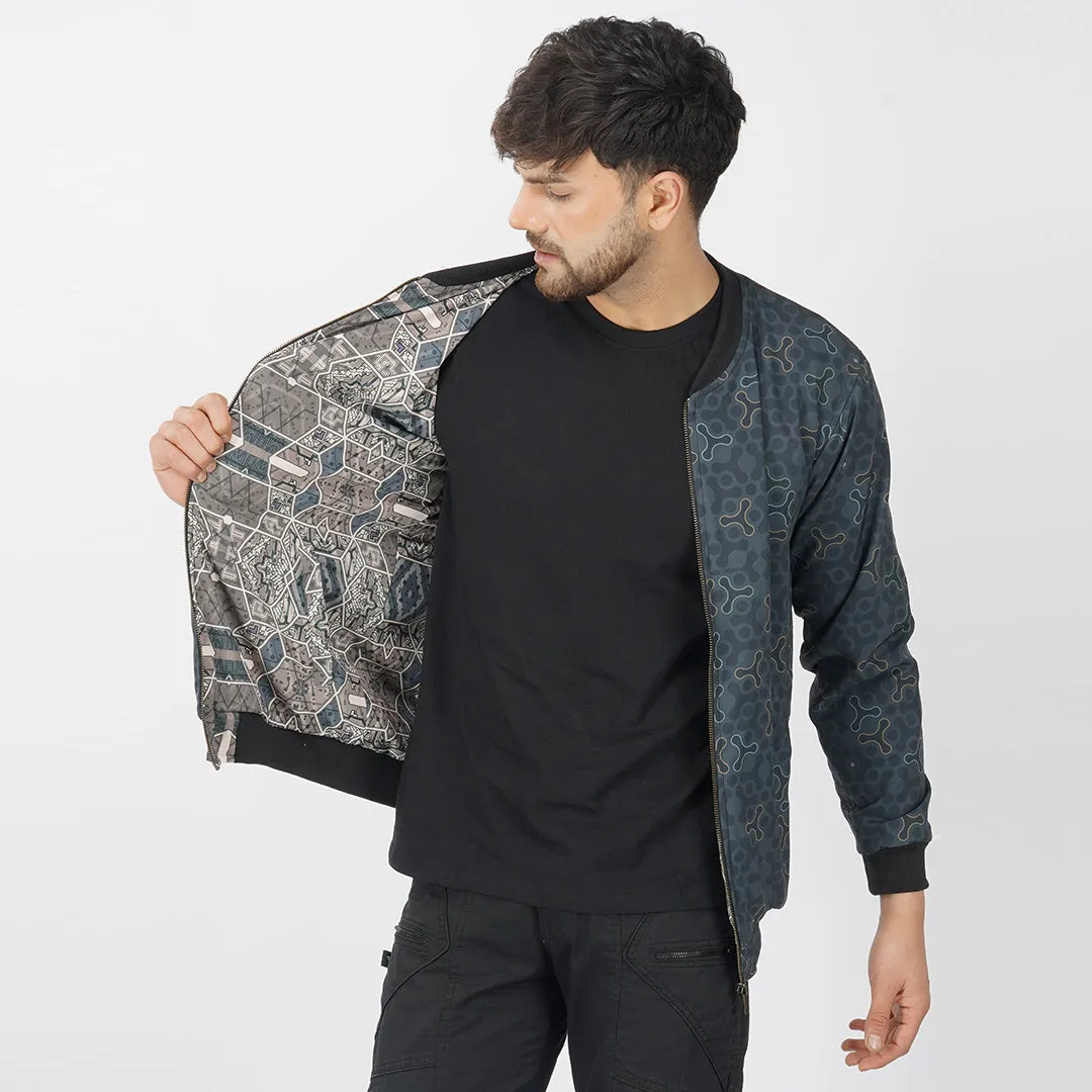 Circuil Hexagon Full Printed Reversible Bomber Jacket