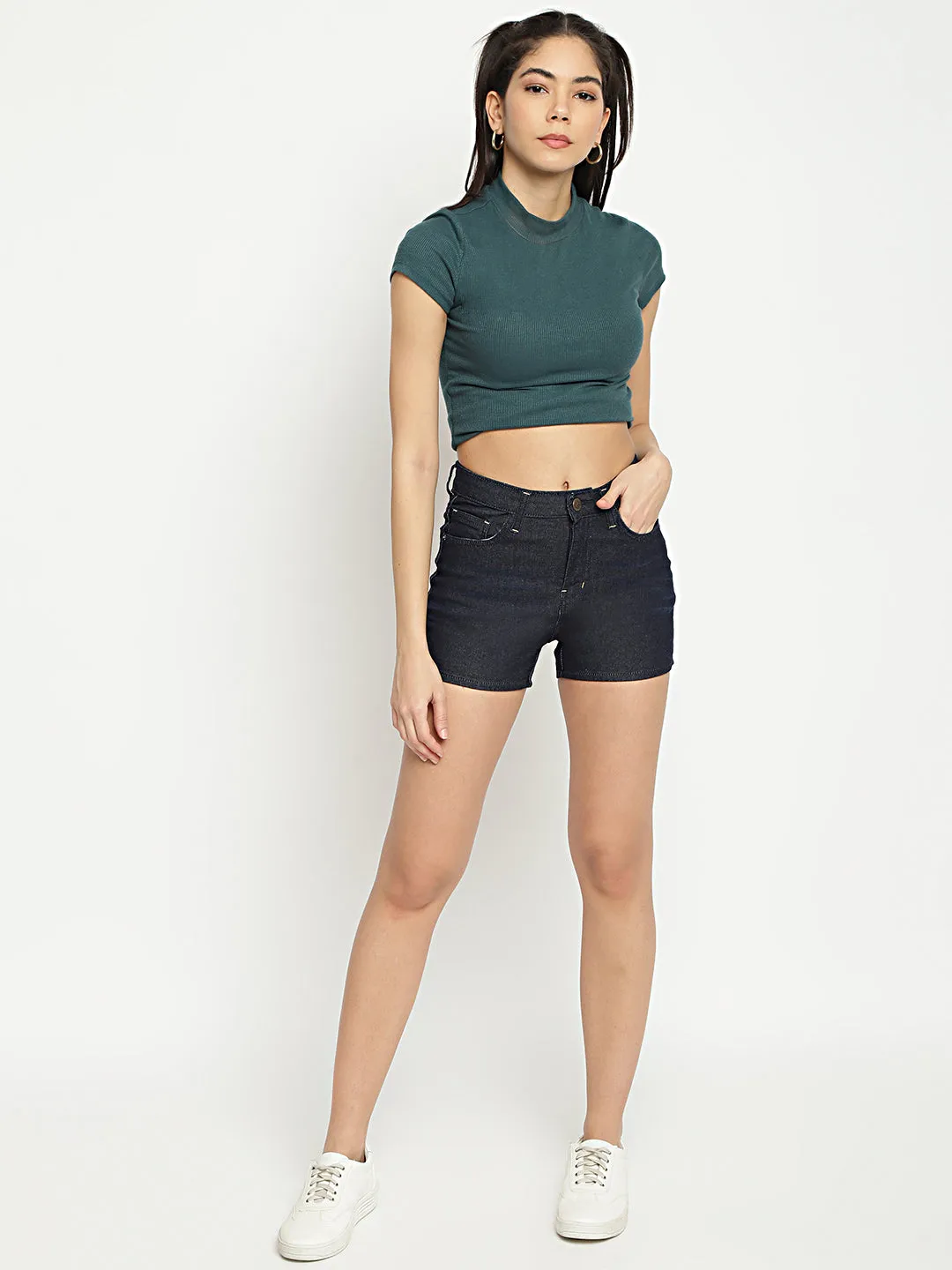 Dark Blue Denim Shorts