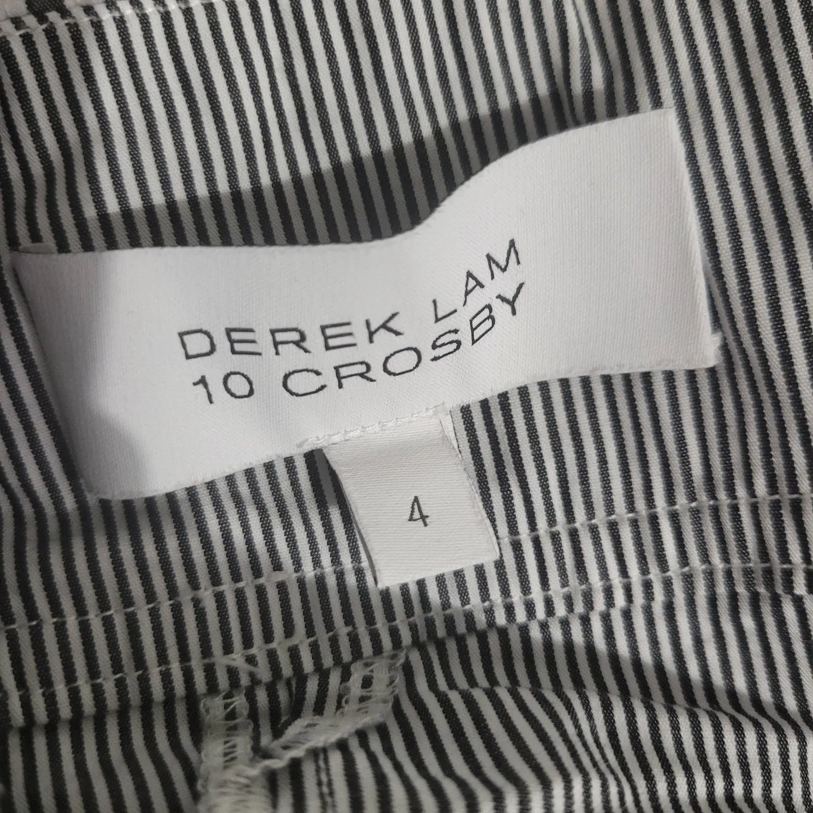 Derek Lam 10 Crosby Short Striped High Waisted Paperbag Waist Gray Cotton Size 4