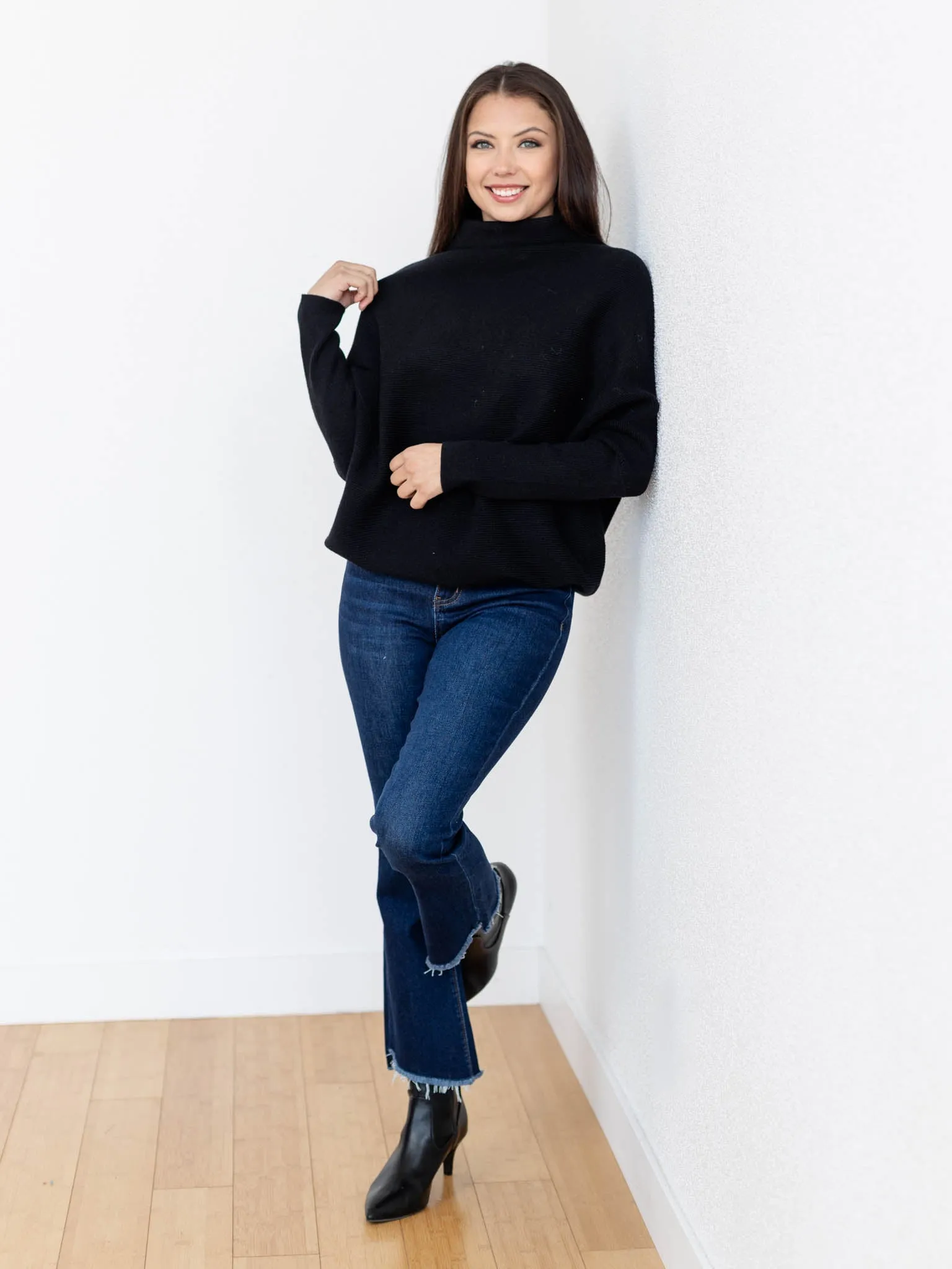 Dolman Sleeve Mock Neck Sweater