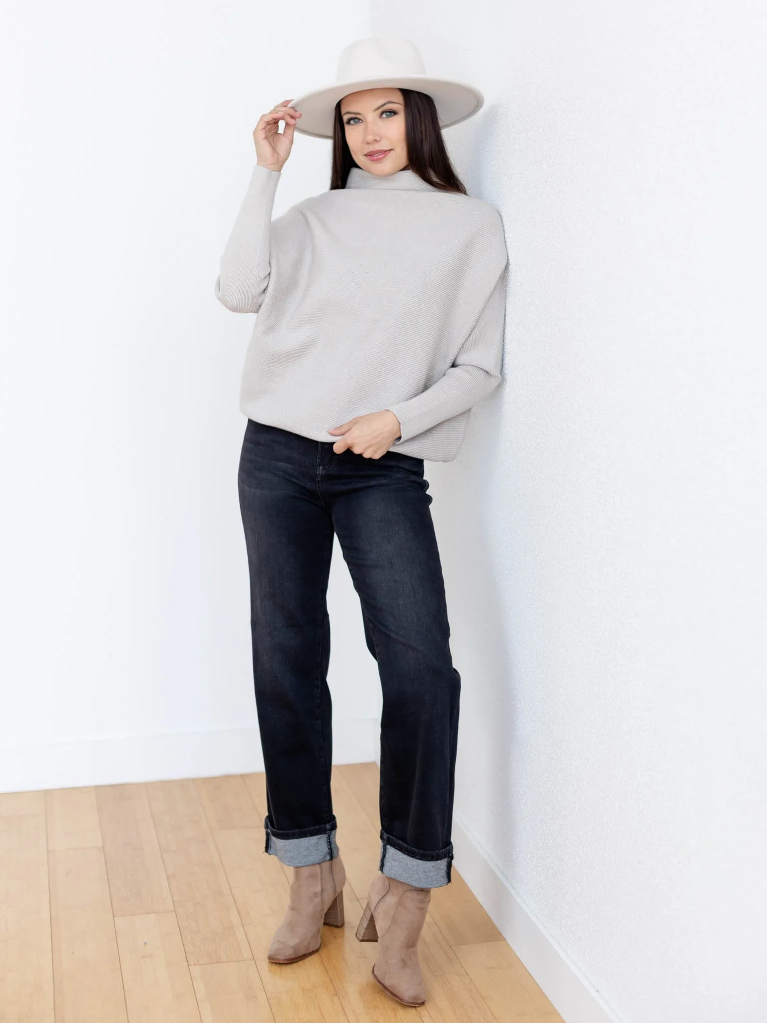Dolman Sleeve Mock Neck Sweater