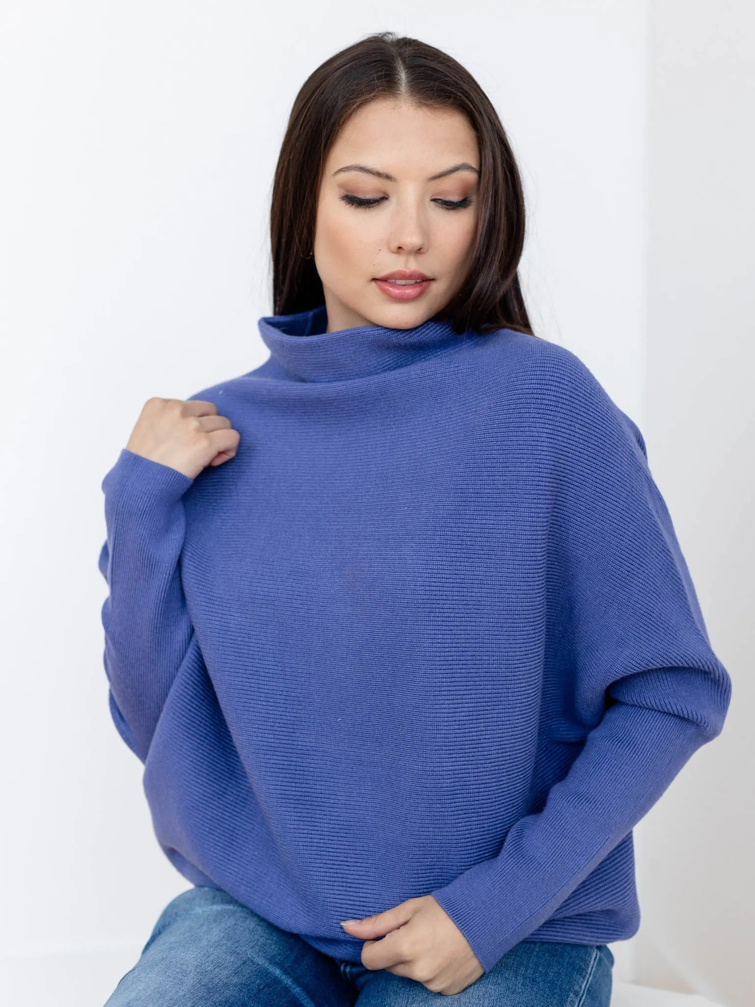 Dolman Sleeve Mock Neck Sweater