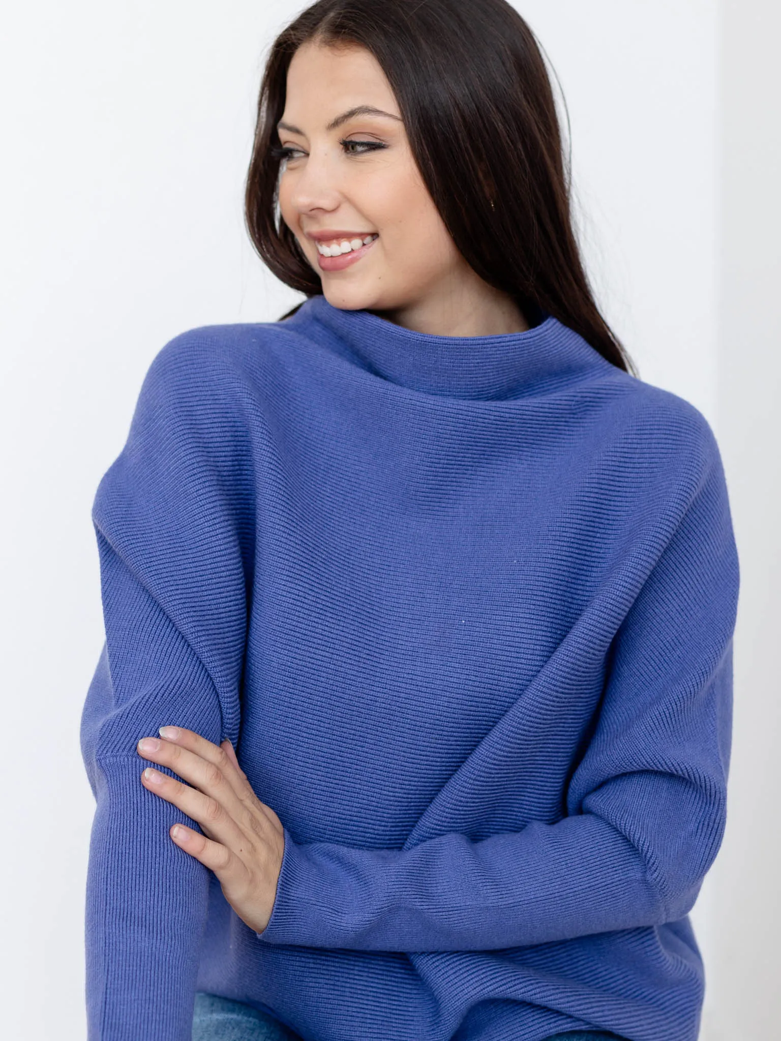 Dolman Sleeve Mock Neck Sweater