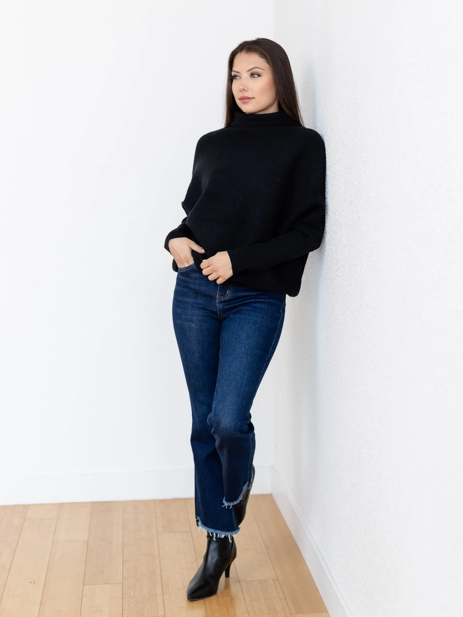 Dolman Sleeve Mock Neck Sweater