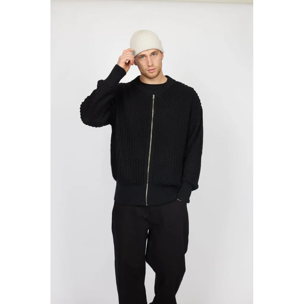 DPKnitted Bomber Cardigan - Black