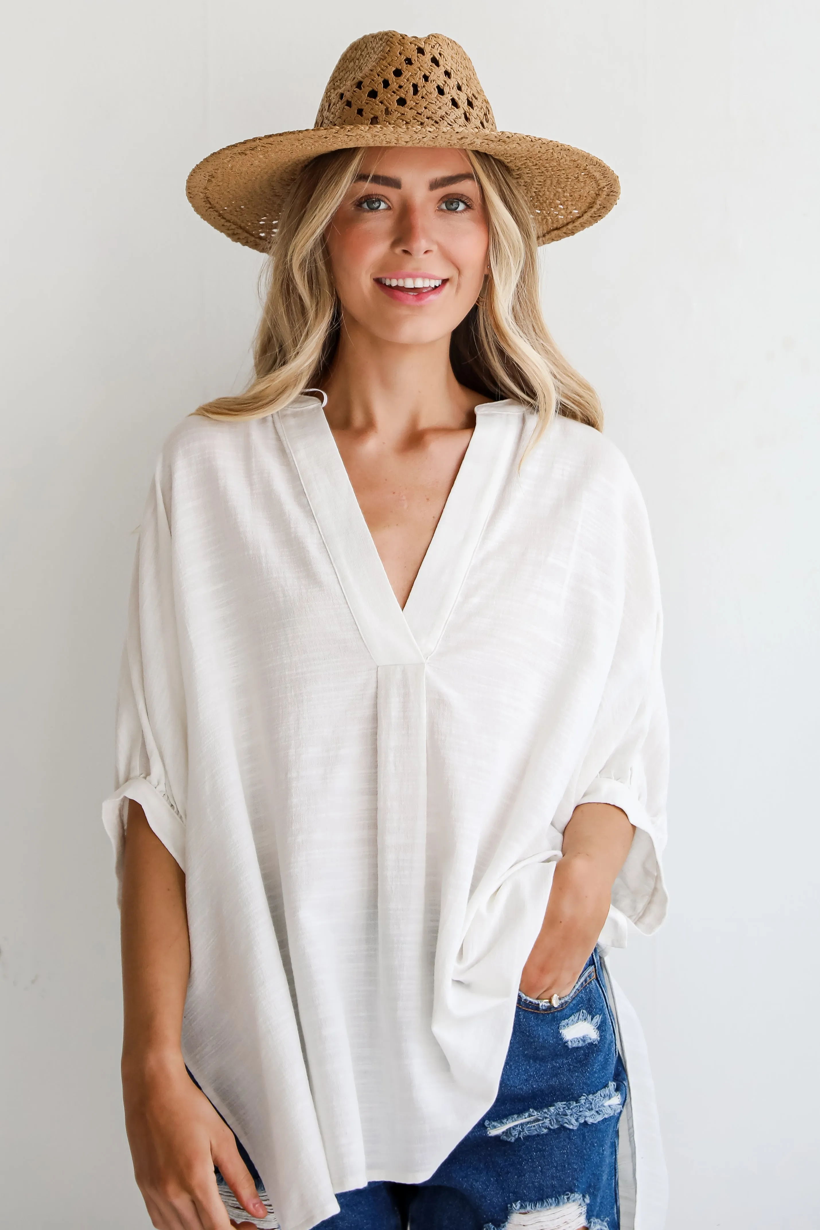 FINAL SALE - Cutest Perspective White Oversized Blouse