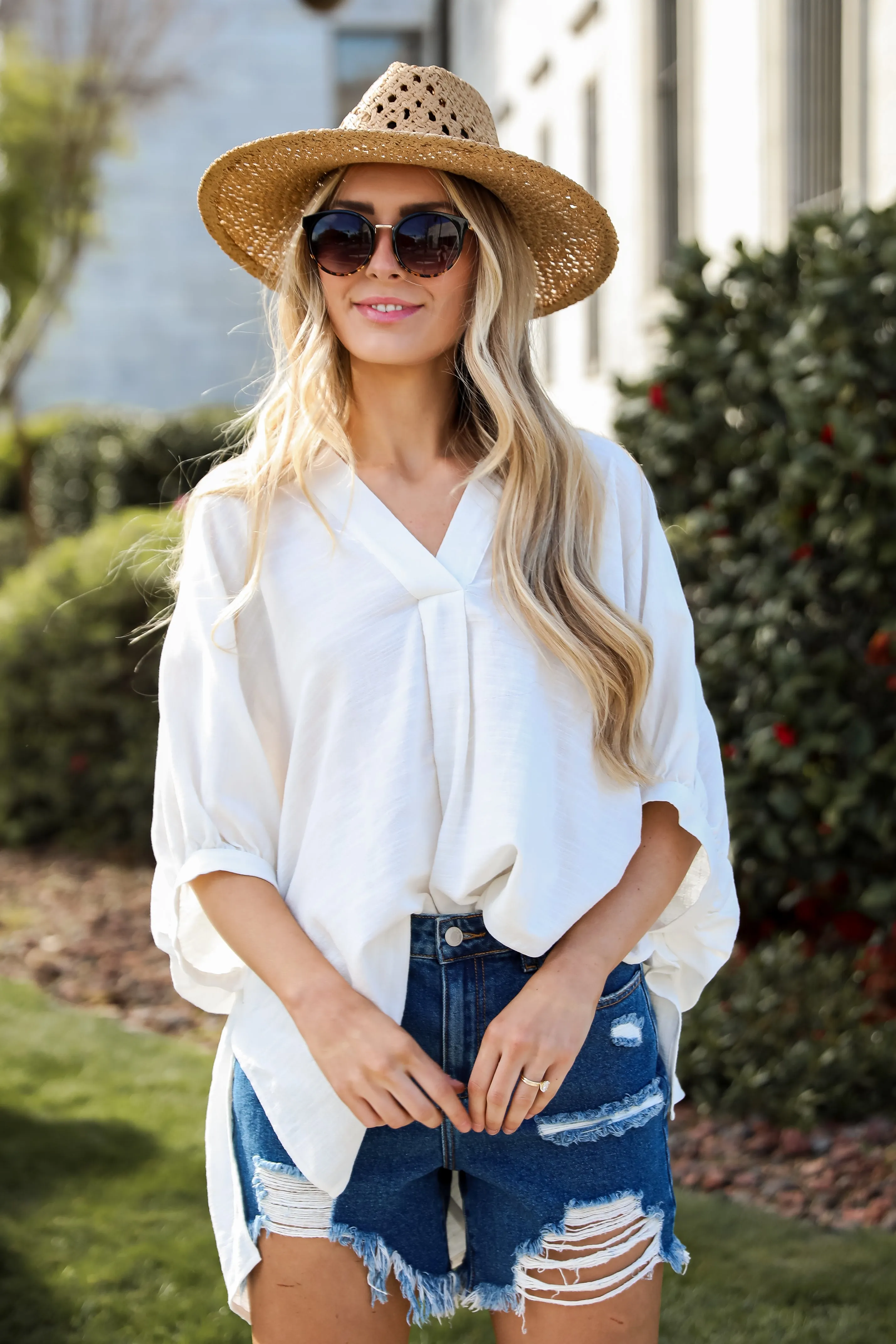 FINAL SALE - Cutest Perspective White Oversized Blouse