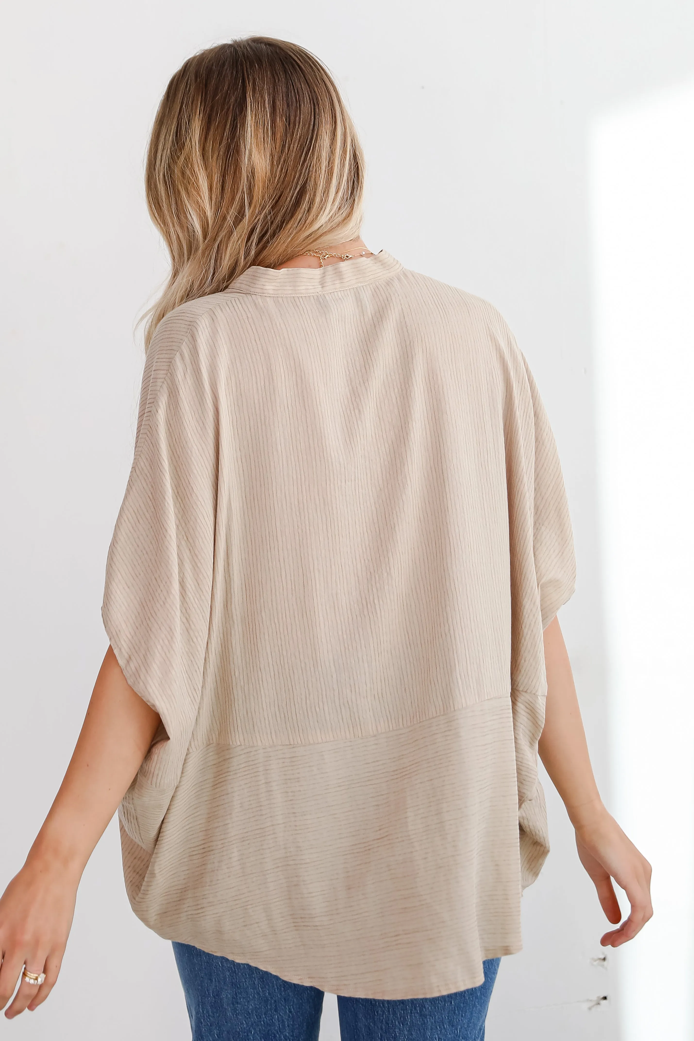 FINAL SALE - Sophisticated Intention Taupe Oversized Blouse