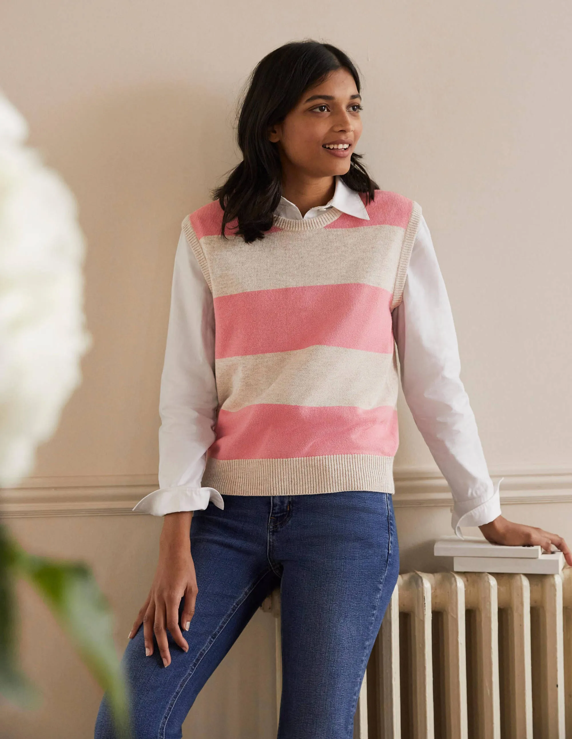 Fiona Tank-Chinchilla/Formica Pink Stripe