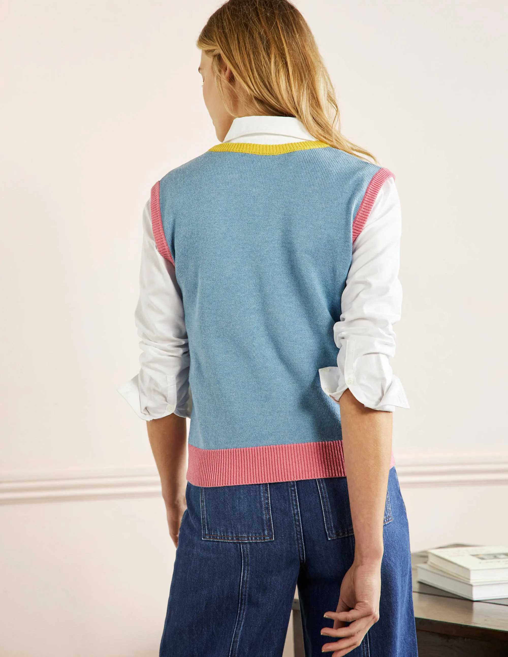 Fiona Tank-Dusty Blue Colourblock