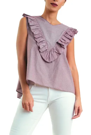 Front V Ruffles -Sleeveless- Maroon