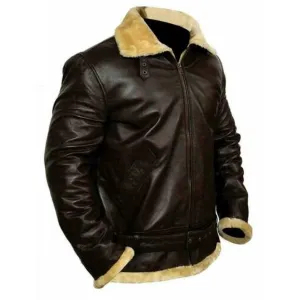 Genuine Aviator Bomber Leather Jacket with Fur