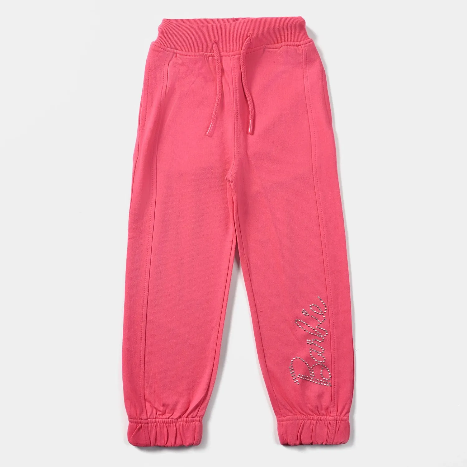 Girls Cotton Terry Jersey Pyjama-Hot Pink