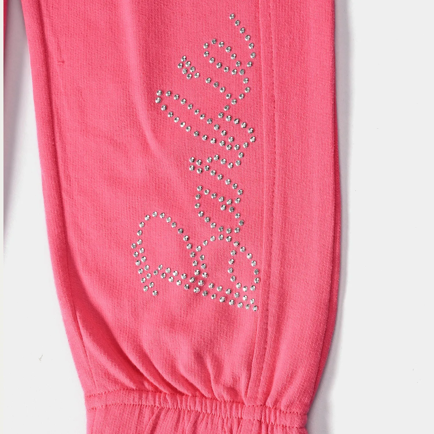 Girls Cotton Terry Jersey Pyjama-Hot Pink